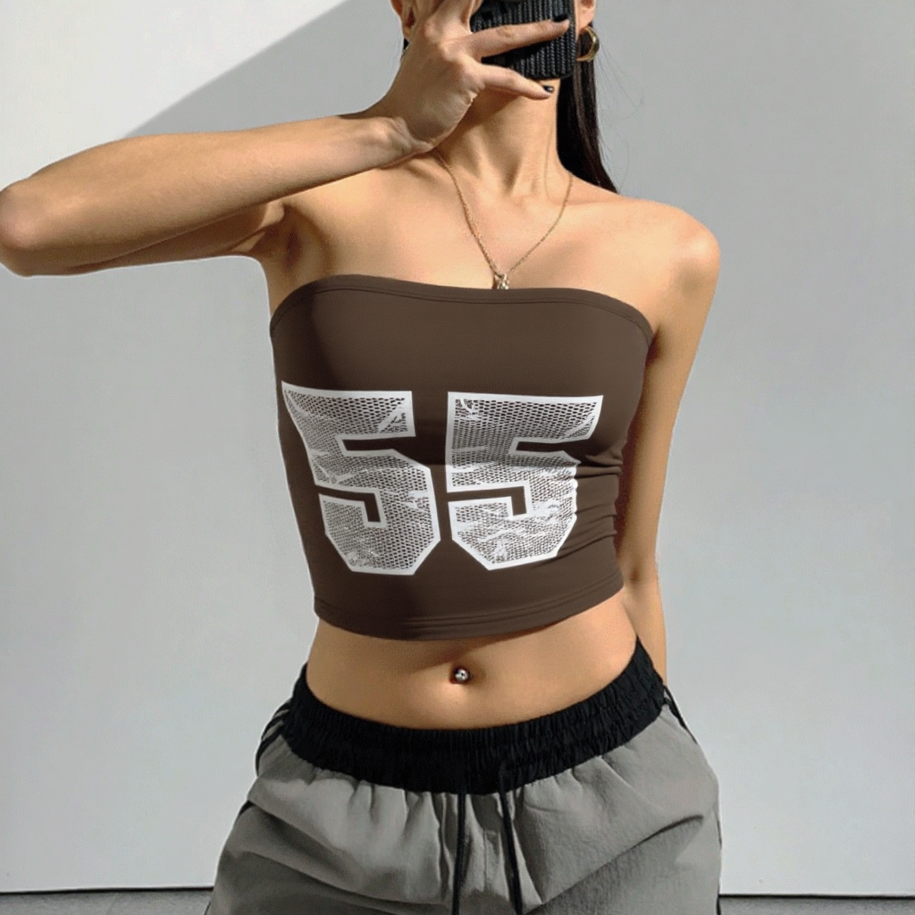 Y2K Lace Letter Corset Top - Sporty Bustier w/ Oriental Collar for Street Style