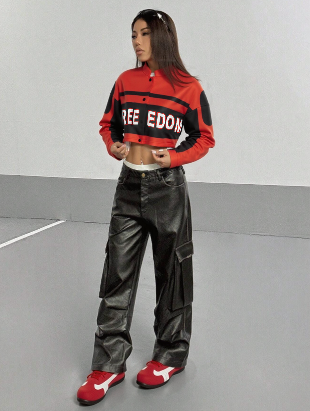 Y2K Digital Print Motocross Jacket - Cropped Streetwear Jacket w/ Distressed Letter Sleeves