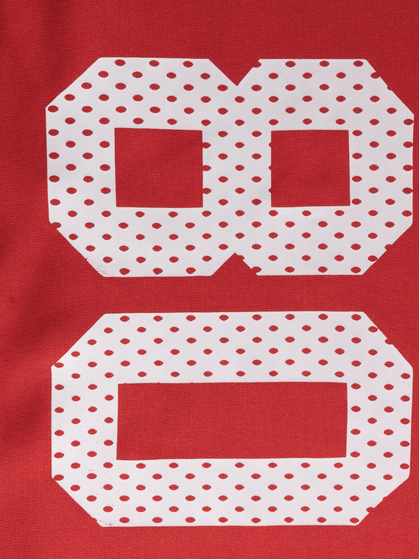 Y2K Red Number Crop Hoodie - Ribbed Sleeve Preppy Sport Top w/ Digital Print