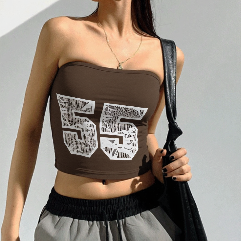 Y2K Lace Letter Corset Top - Sporty Bustier w/ Oriental Collar for Street Style