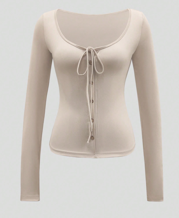 Y2K Retro Sporty Button-Front Cardigan - Solid Color Fitted Knit Top with Oversized Round Neck
