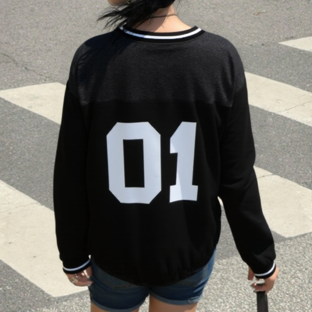 Y2K Soccer Jersey Top - Digital Print V-Neck Long Sleeve Pullover for Girls